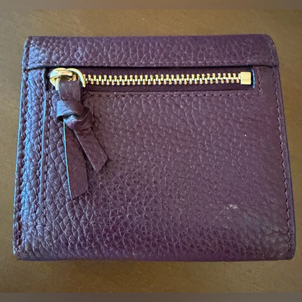 **SALE**Kate Spade Deep Purple Pebbled Leather Small Wallet - Picture 3 of 14